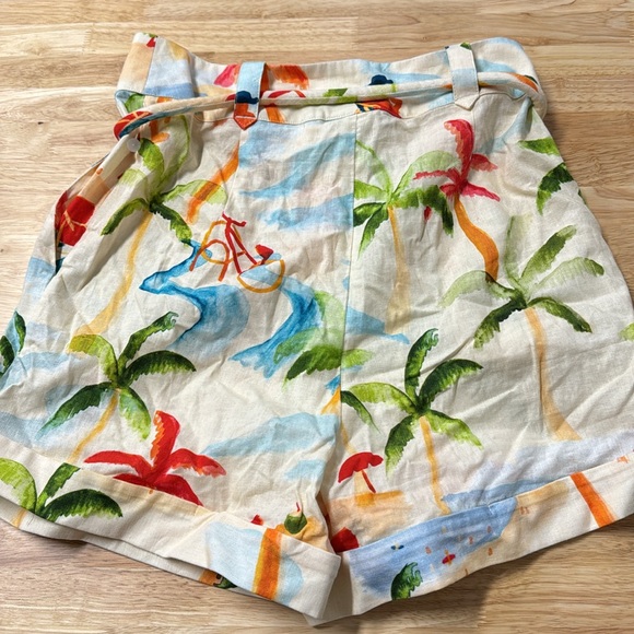 Farm Rio Shorts Copacabana Pattern High Waisted Linen M - Picture 5 of 6